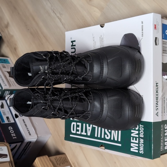 Staheekum Men's Snow Boots Cold Rated -20, Black - Picture 2 of 6